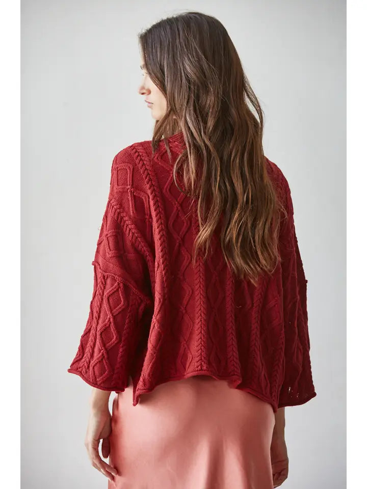 Lioness Cable Knit Sweater Sweaters - wine