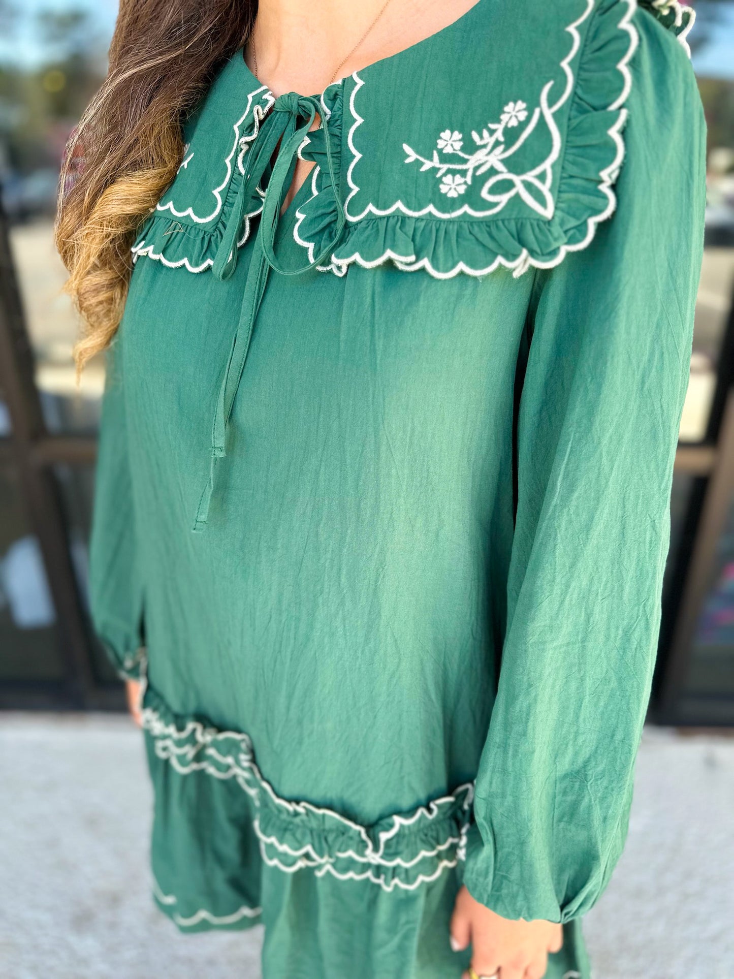 Flower Power Dress-Deep Green