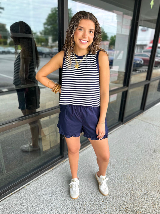 Marley Stripe Top - Navy