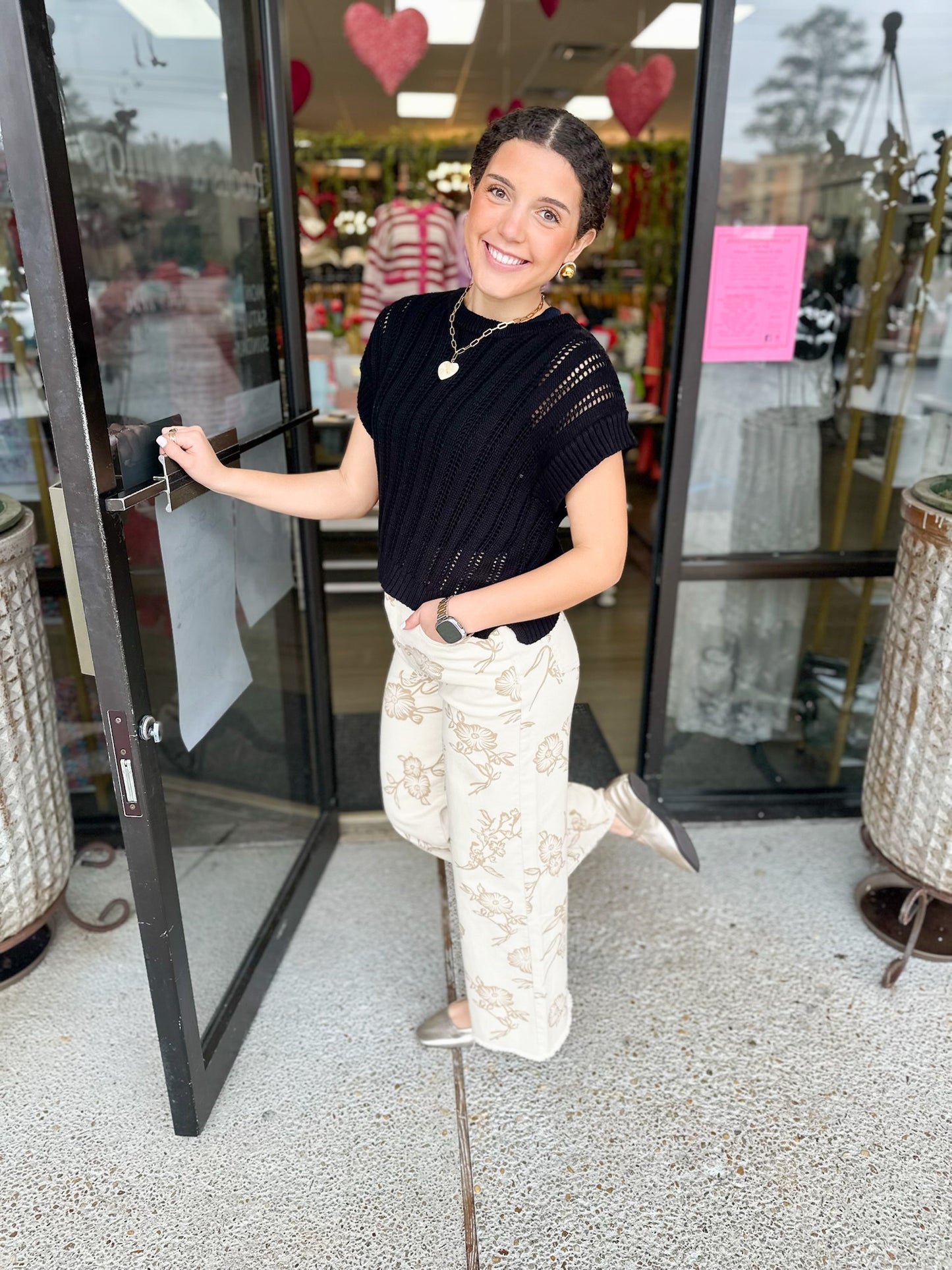 Floral Loving Twill Pants - Ecru