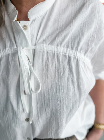 Button Up Memories Top- White