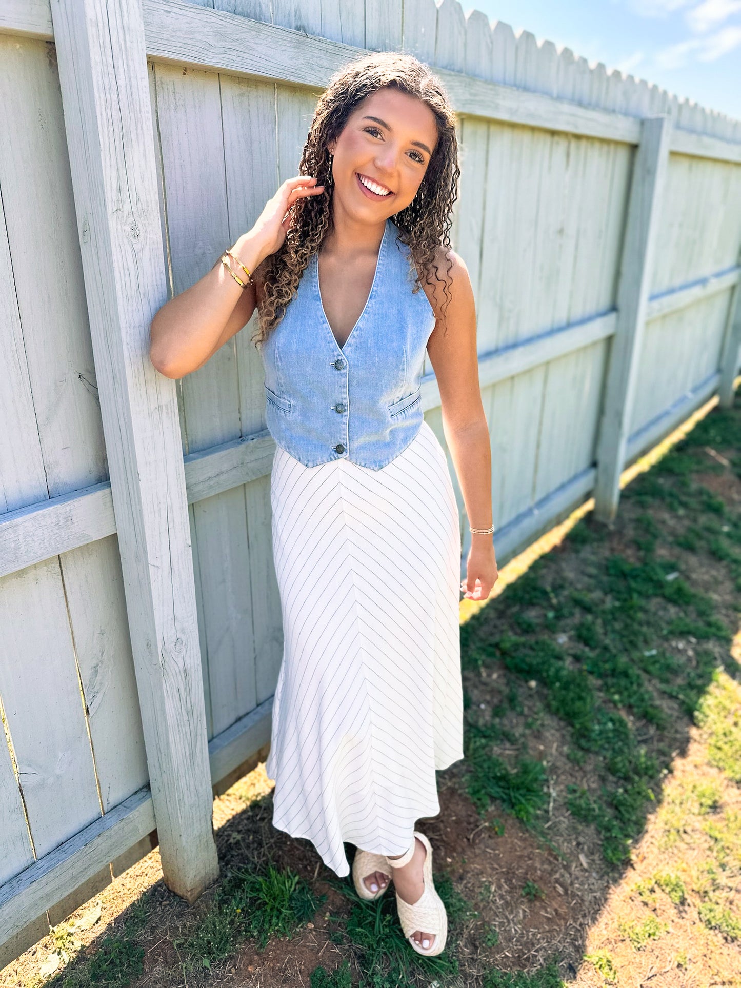Ansley Chevron Skirt - off white