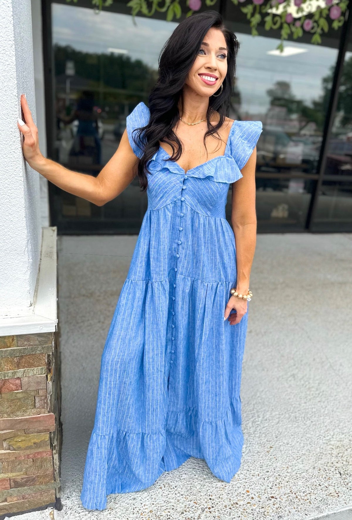 Ruffle Kiss Maxi - Chambray