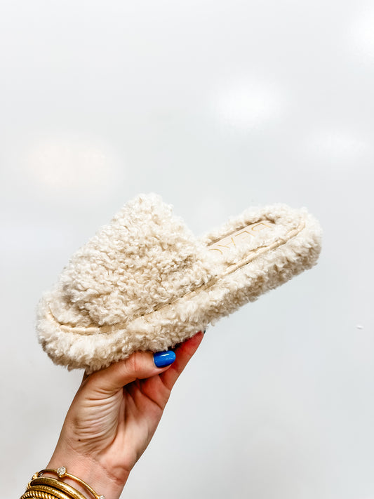 Frost Slide - Natural Faux Fur