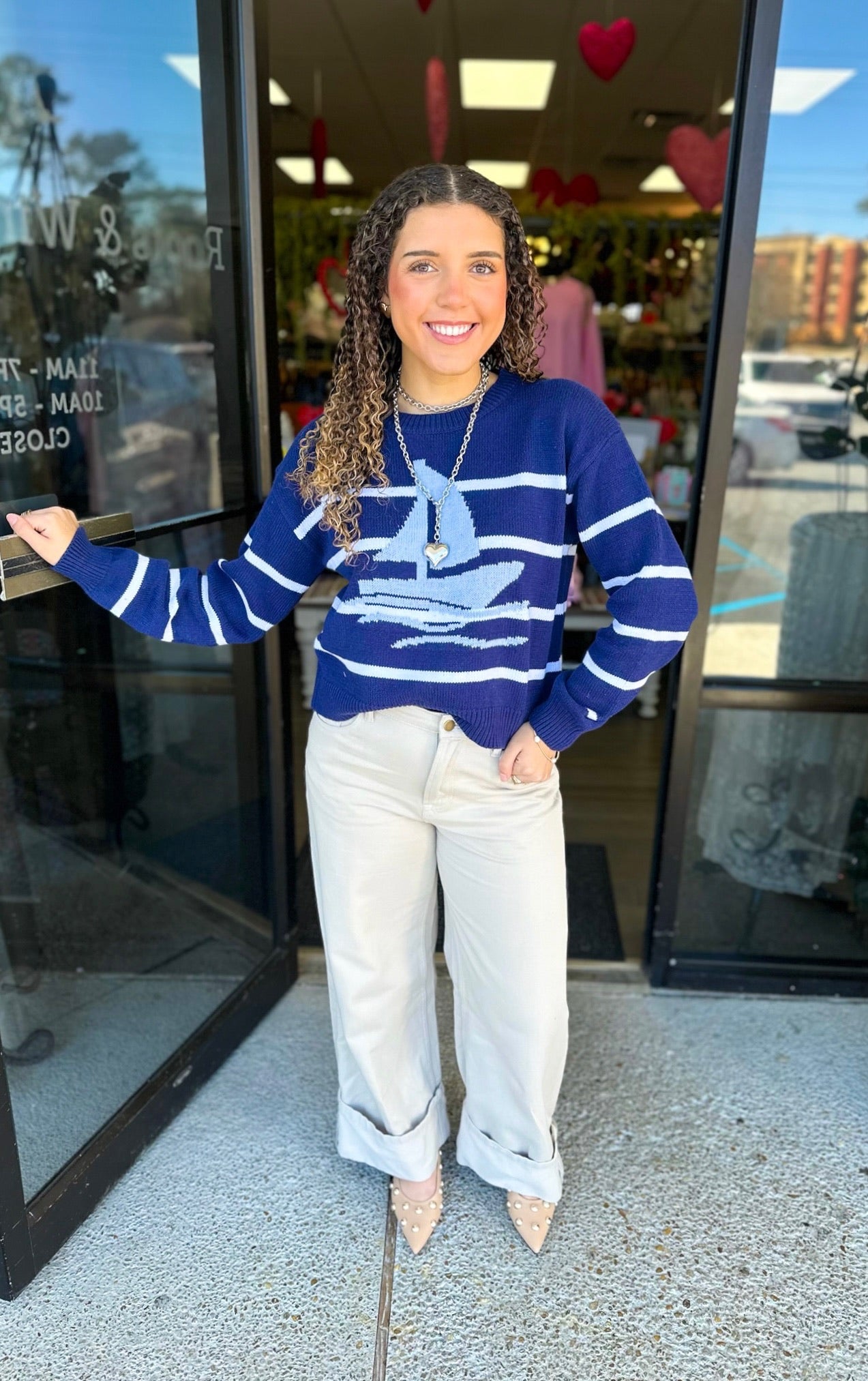 On a Boat Sweater - Navy/White Mix