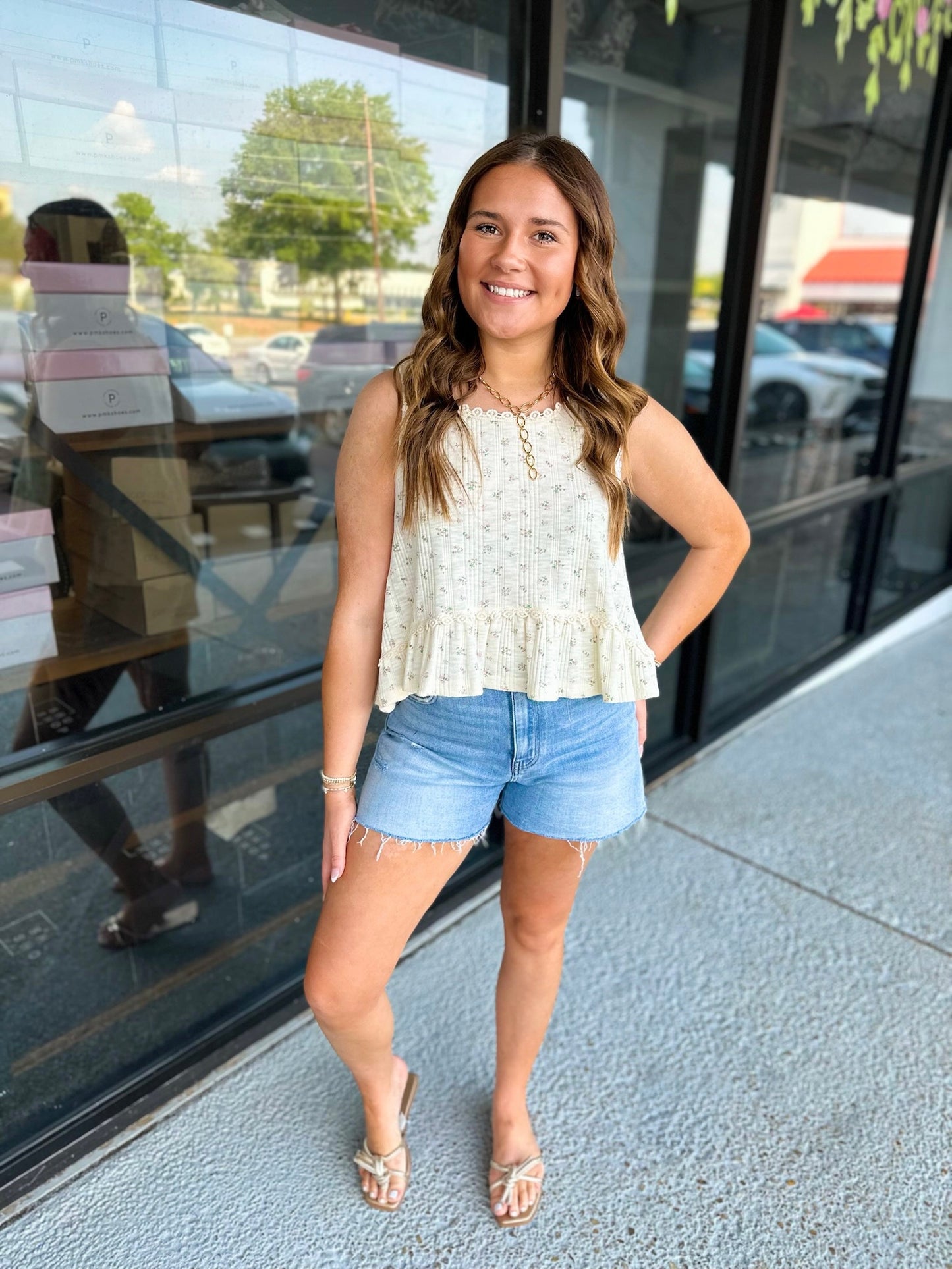 Claire Top - cream multi
