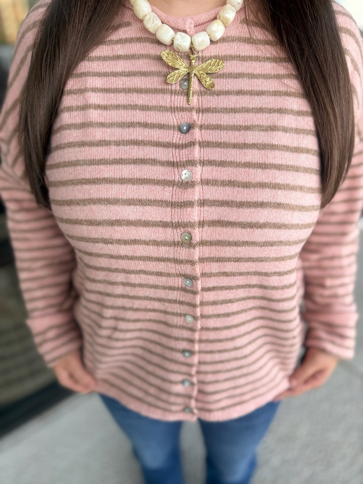 Thomas Button Up Sweater - blush