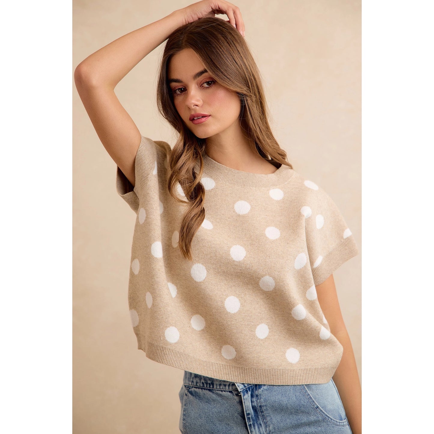 Polka Babe Top - beige/ivory