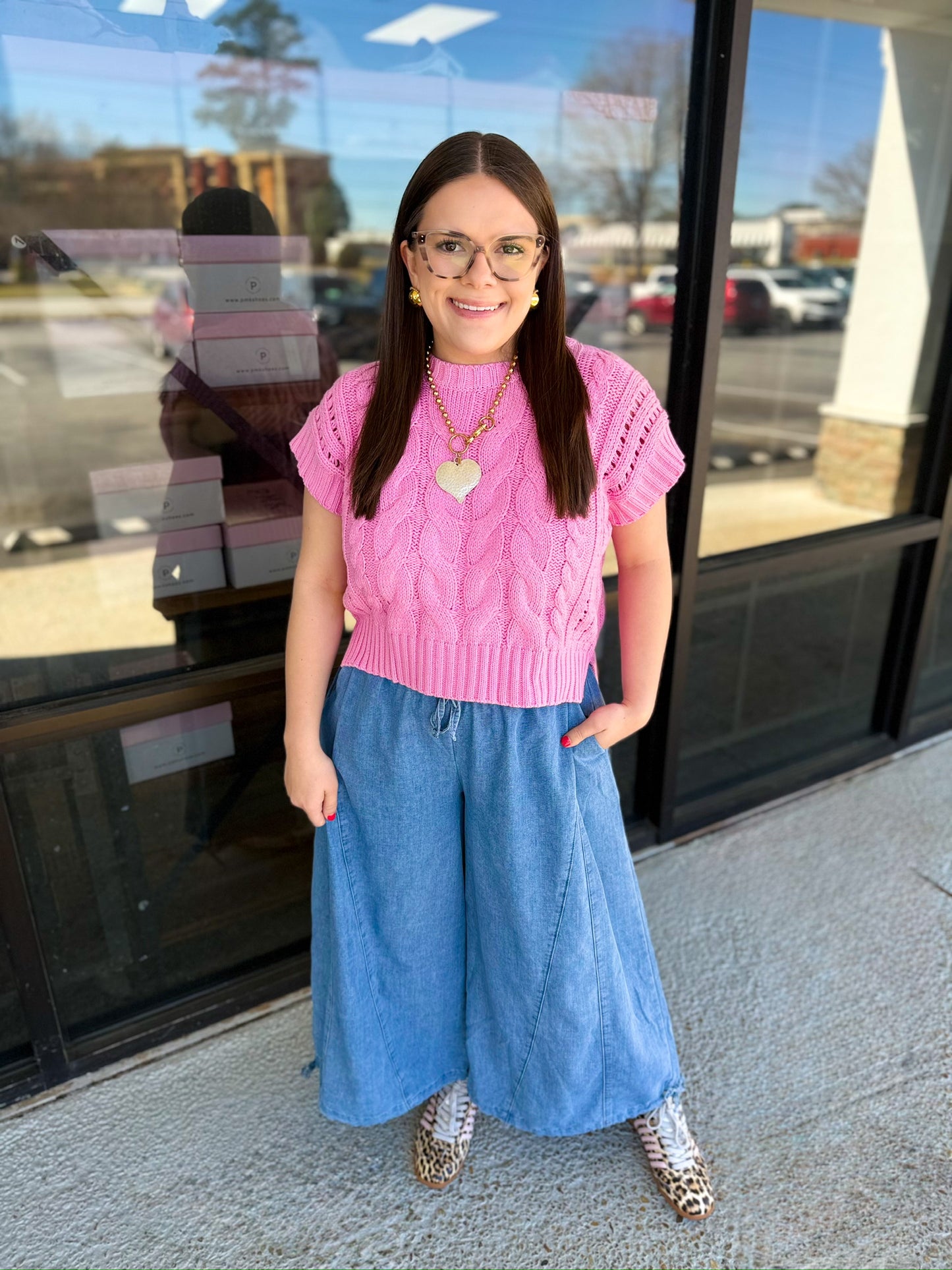 Cable Knit Top - light pink