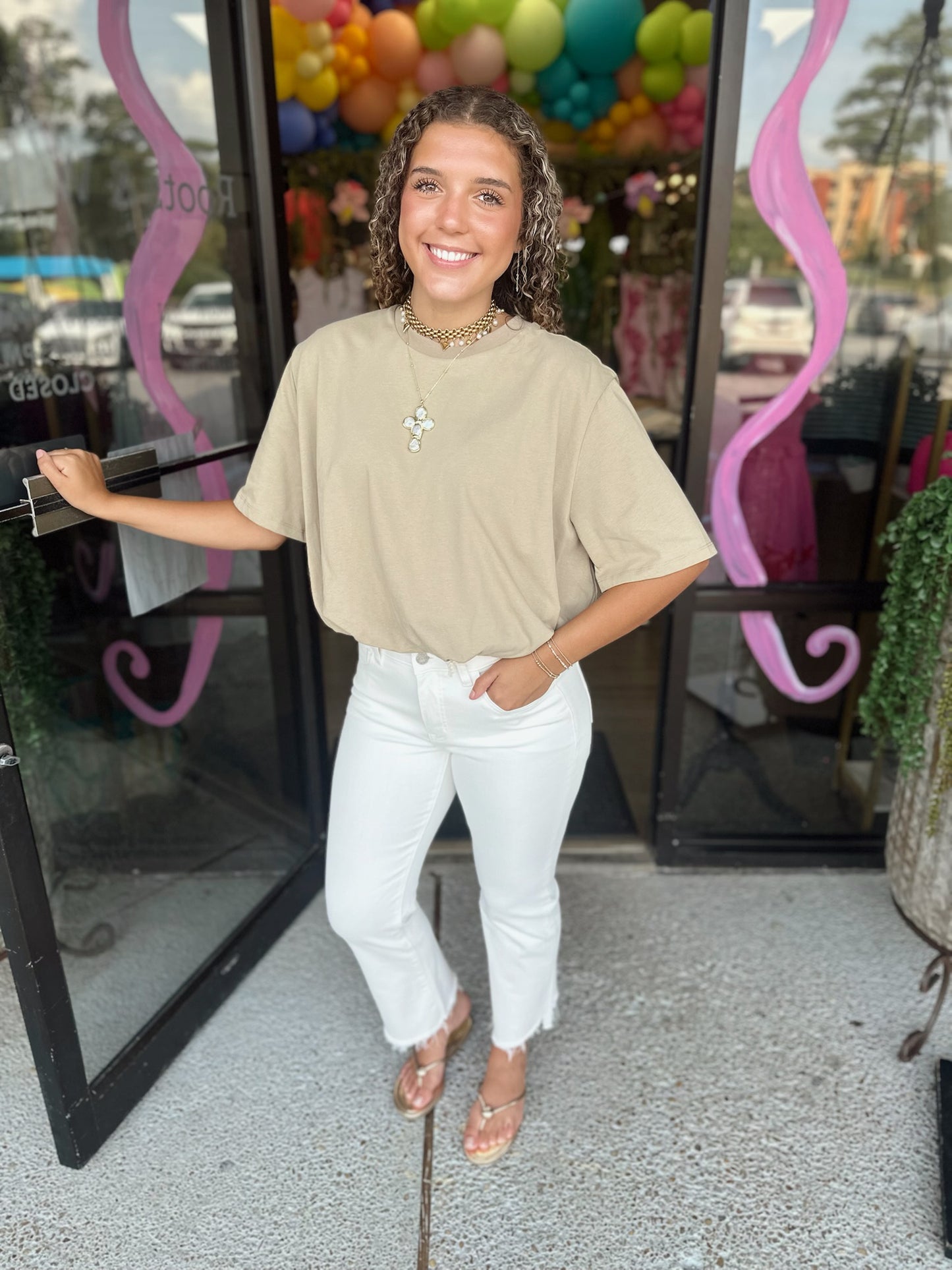 Elevated Bubble Top - taupe