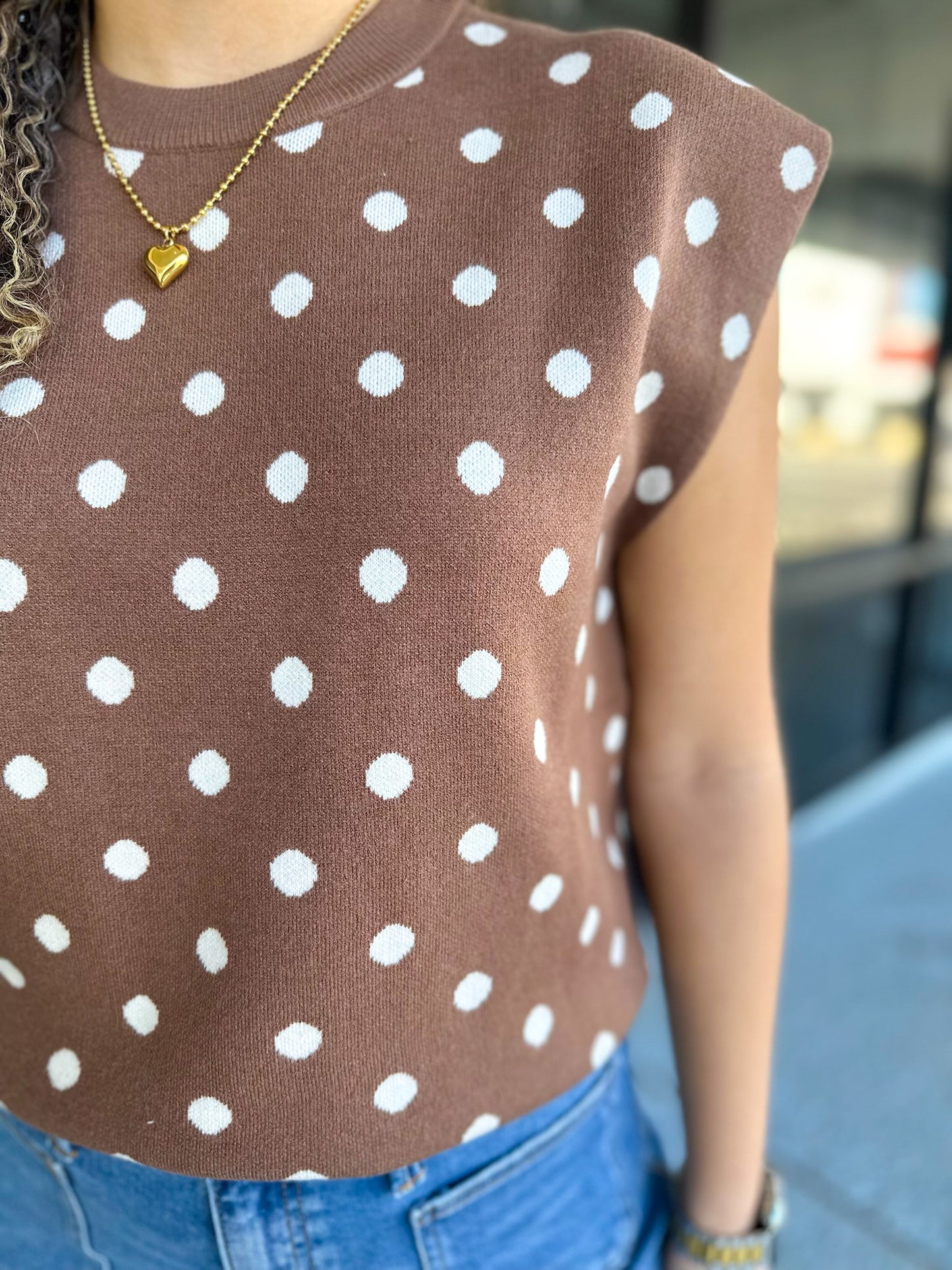 Polka Dot Cutie Top - Brown