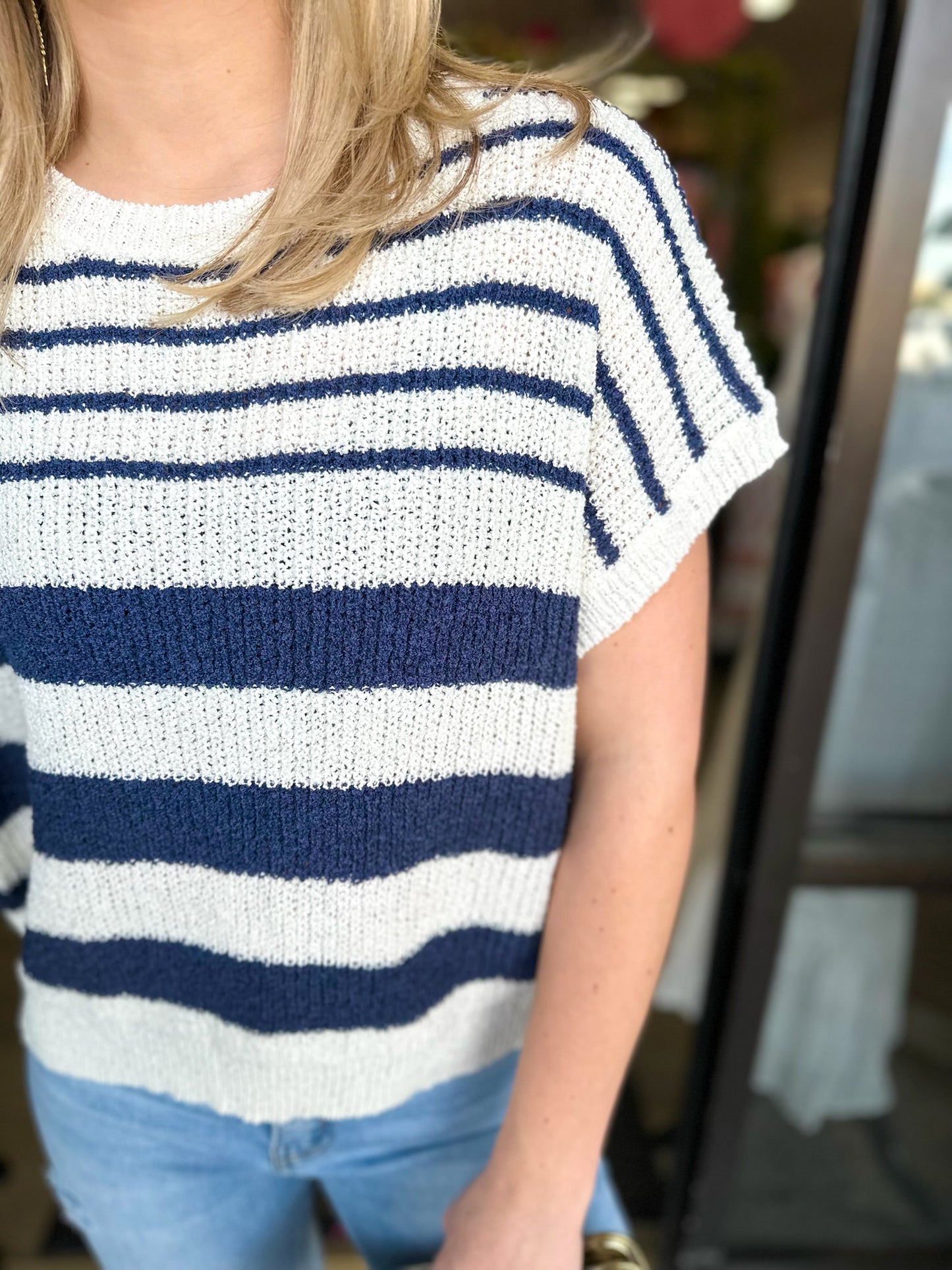 Raylie Top - off white/navy