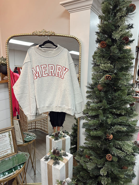 Merry Embroidered Mockneck