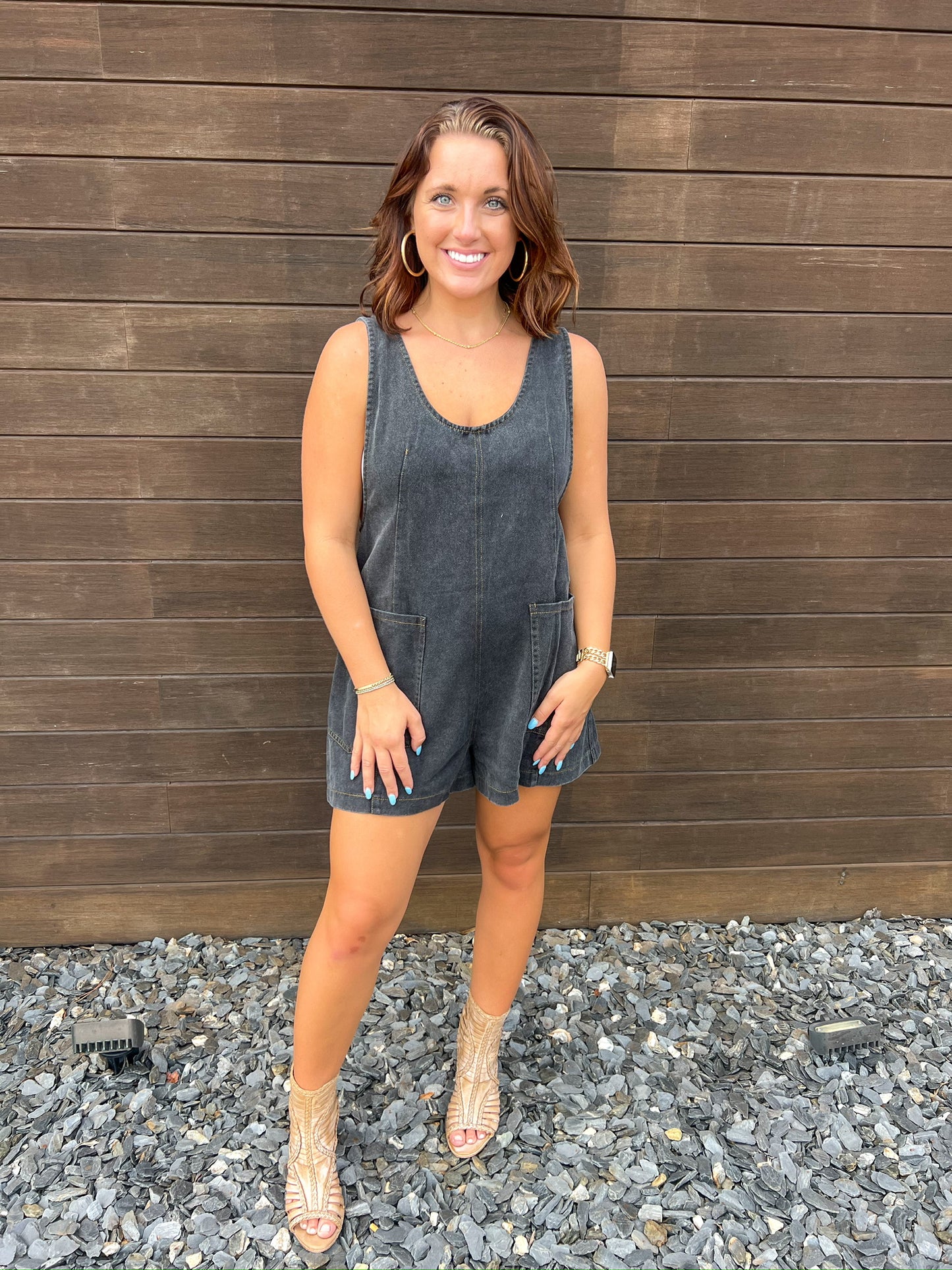 Lila Romper - Washed Black