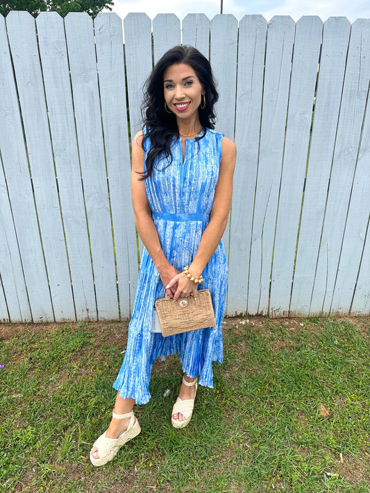 Pleated Baby Dress - blue