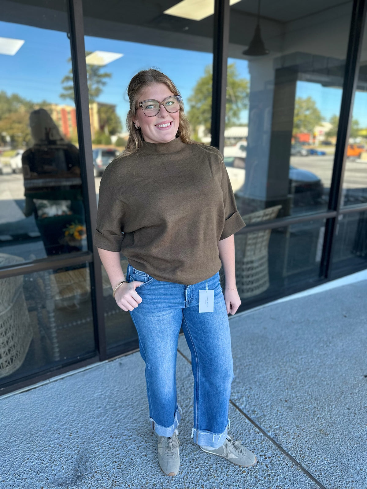 Out of Office Top- olive