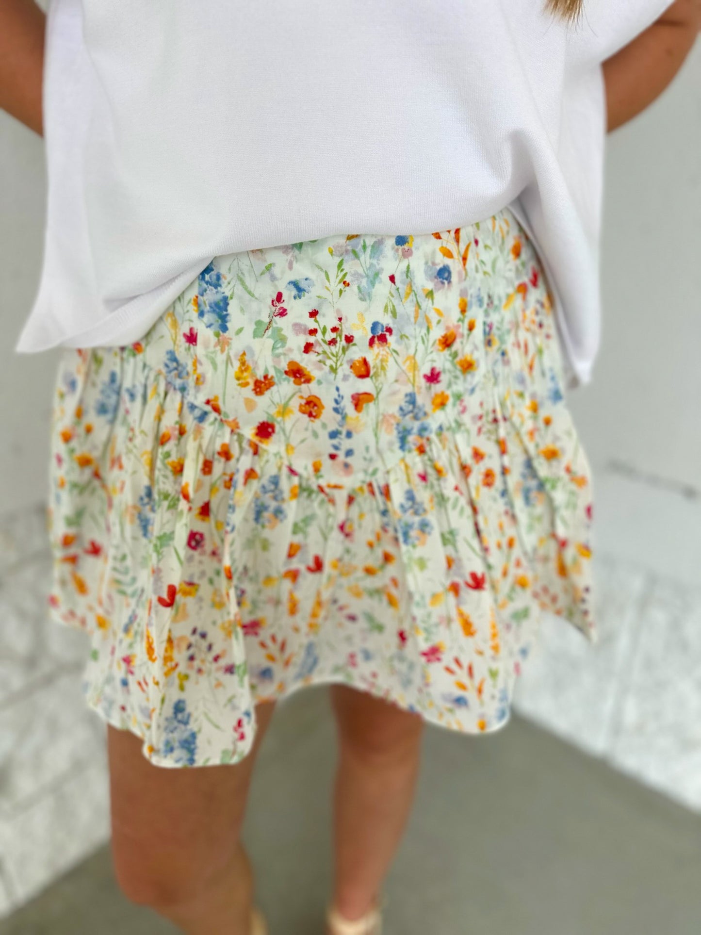 Floral Lover Mini Skirt - white multi