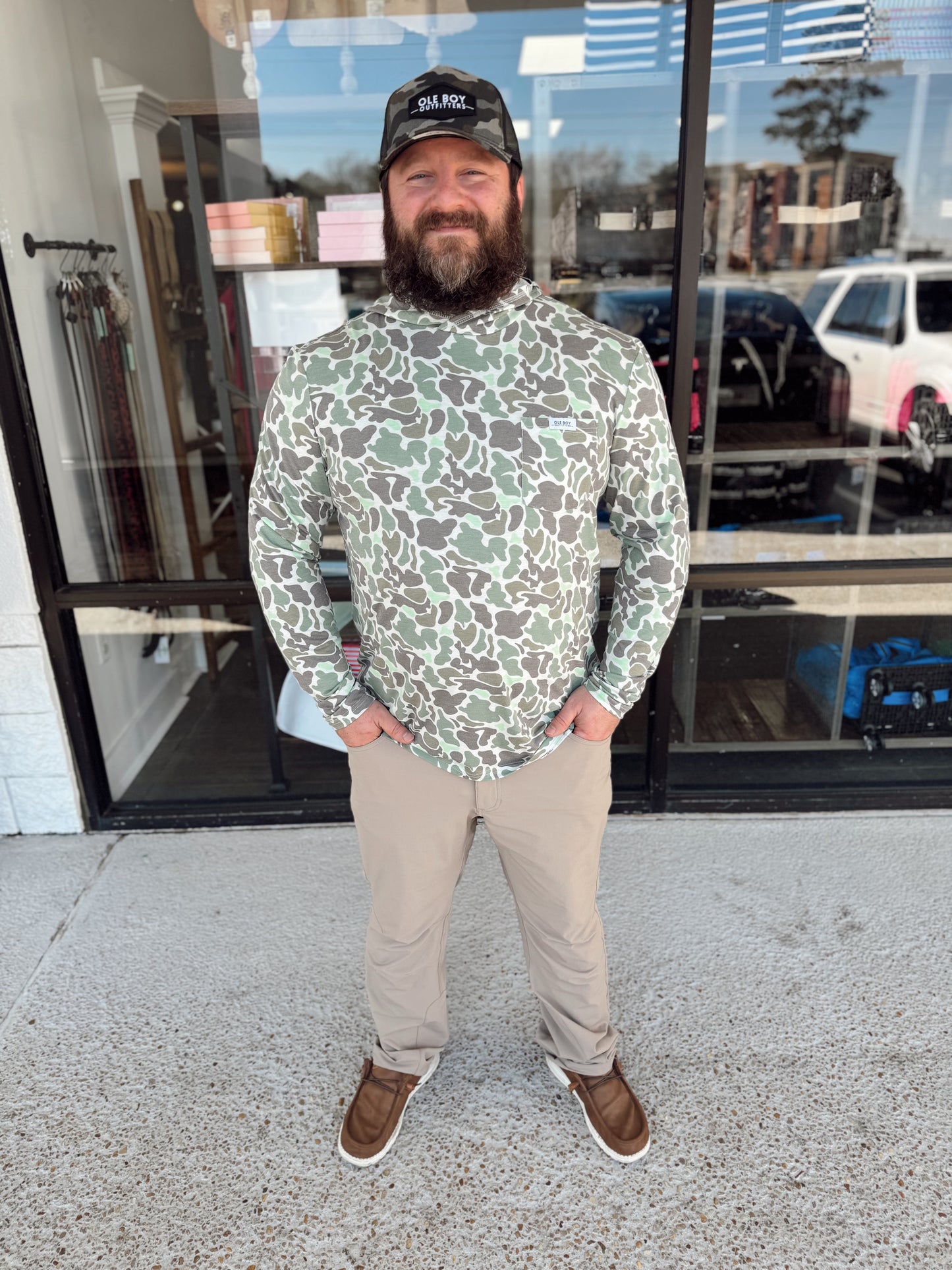 Ole Boy Performance Hooded Tee - Green Camo