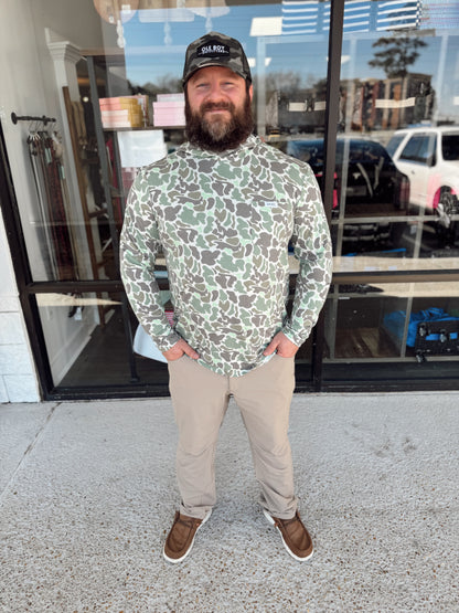 Ole Boy Performance Hooded Tee - Green Camo