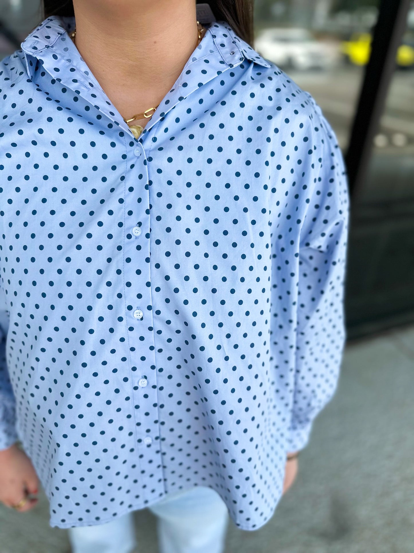 Gunnar Top - blue polka dot
