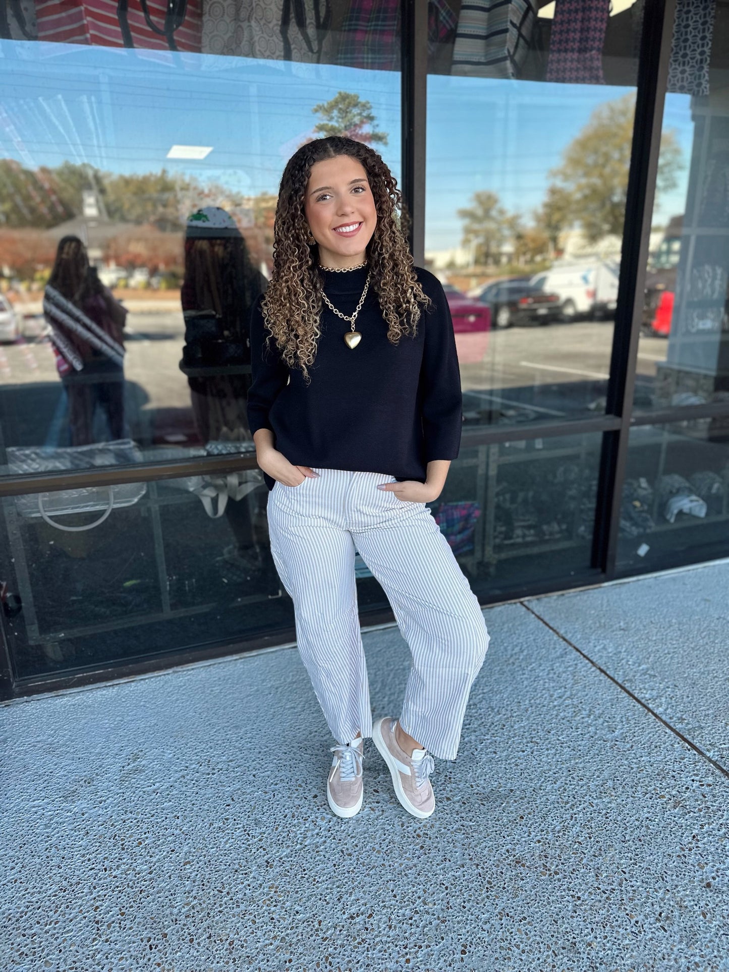 Pinstripe Barrel Denim