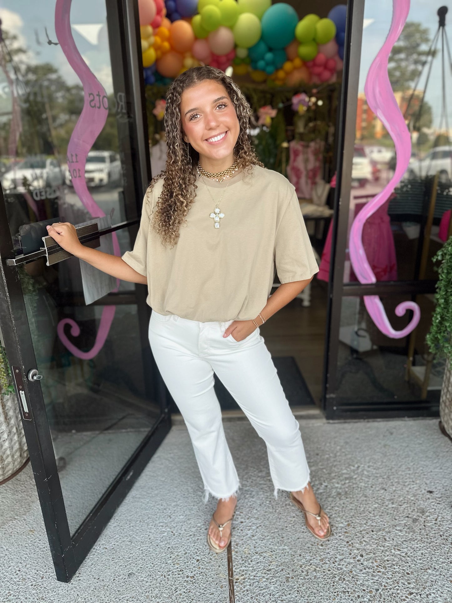 Elevated Bubble Top - taupe