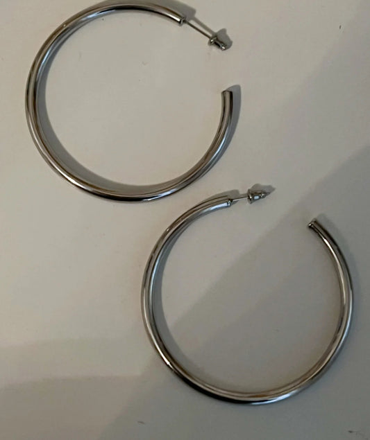 Large Silver Hoops