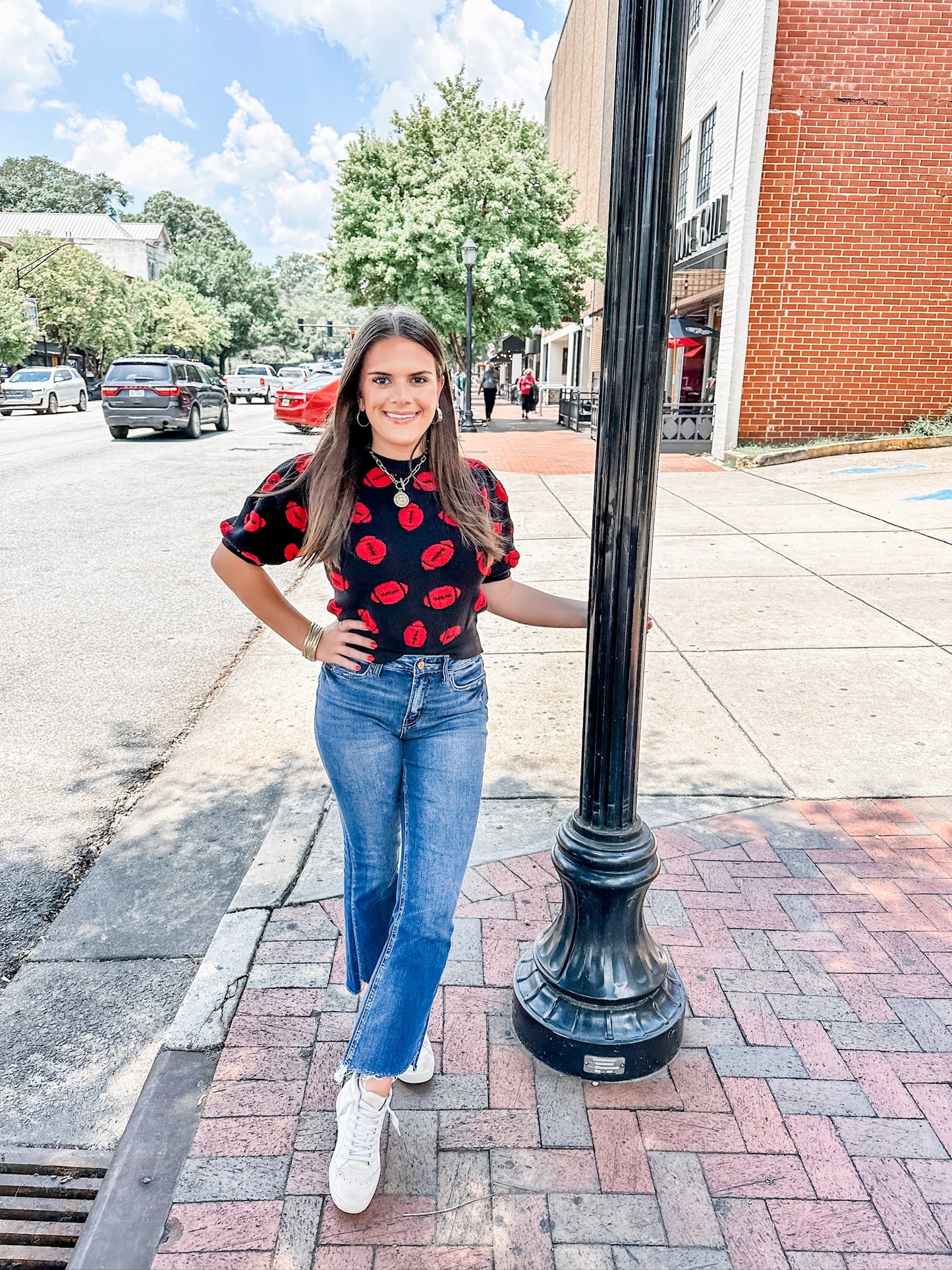 Hello Football Top - Black/Red