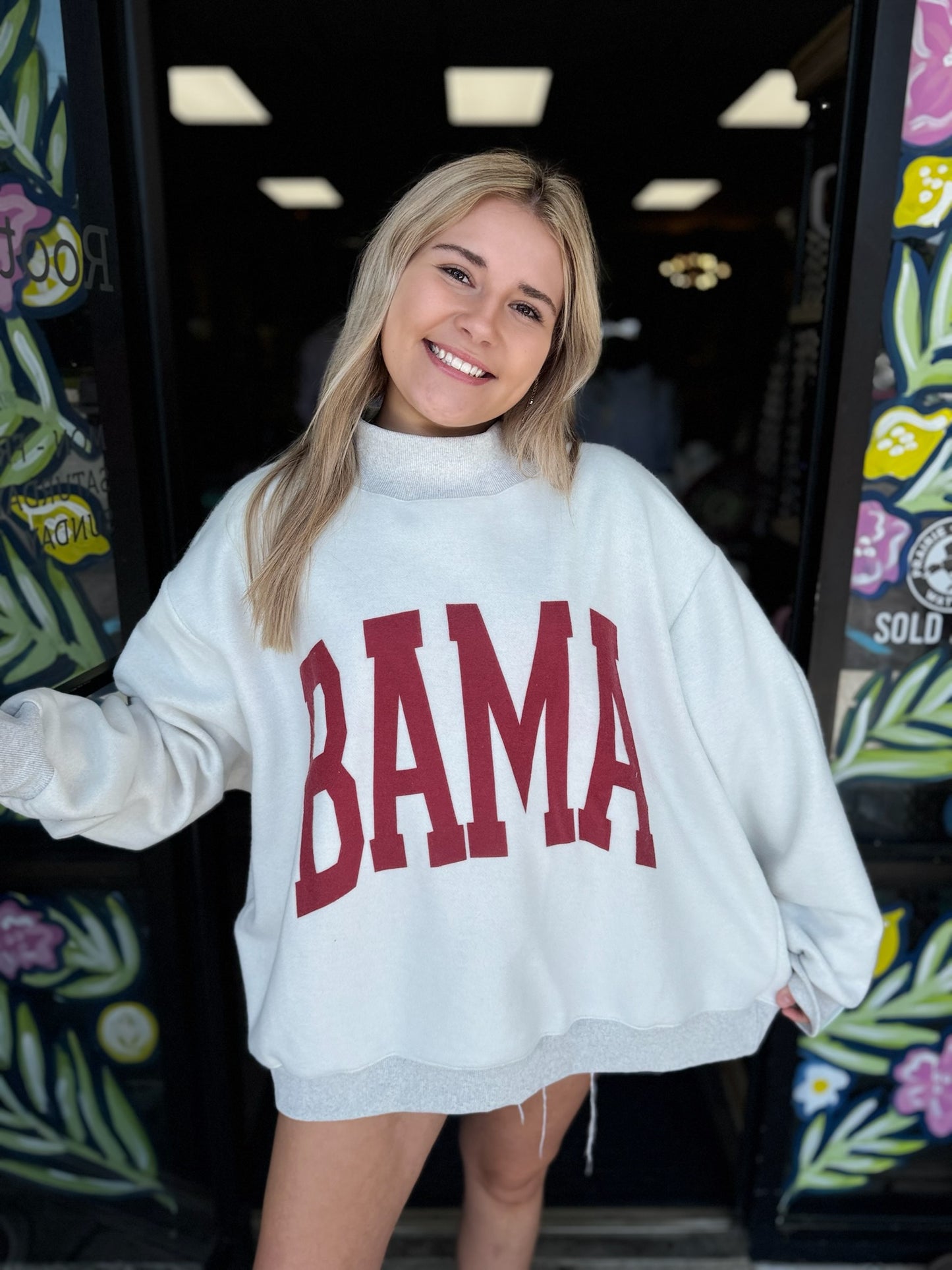 Alabama/BAMA Reversible Mockneck-Heather Grey