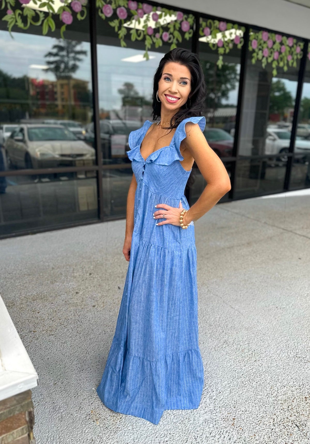 Ruffle Kiss Maxi - Chambray