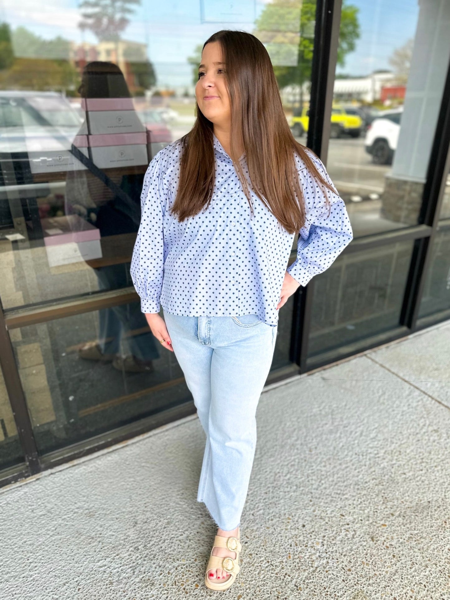 Gunnar Top - blue polka dot