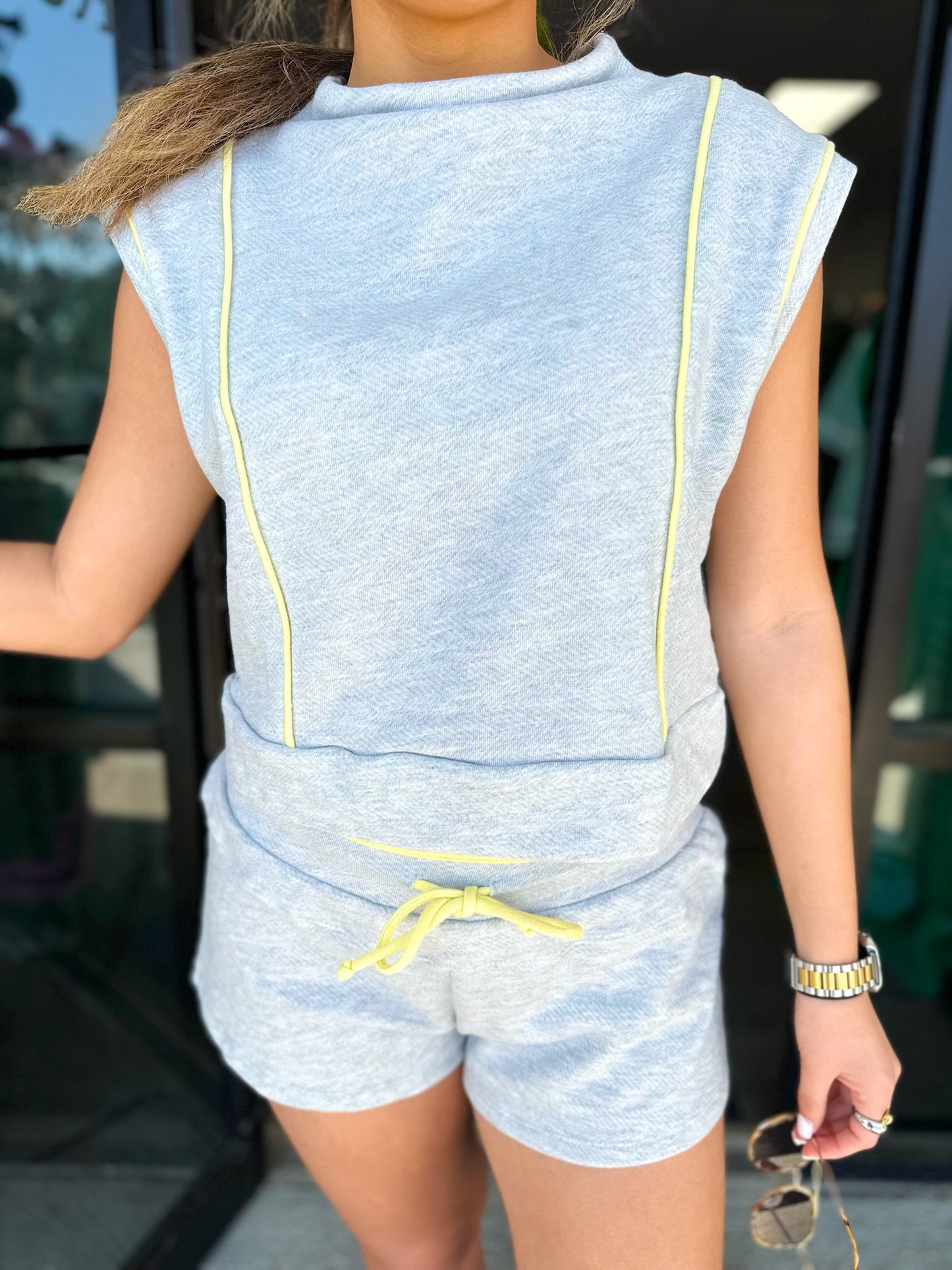 With the Girls Set - Heather Grey/Yellow