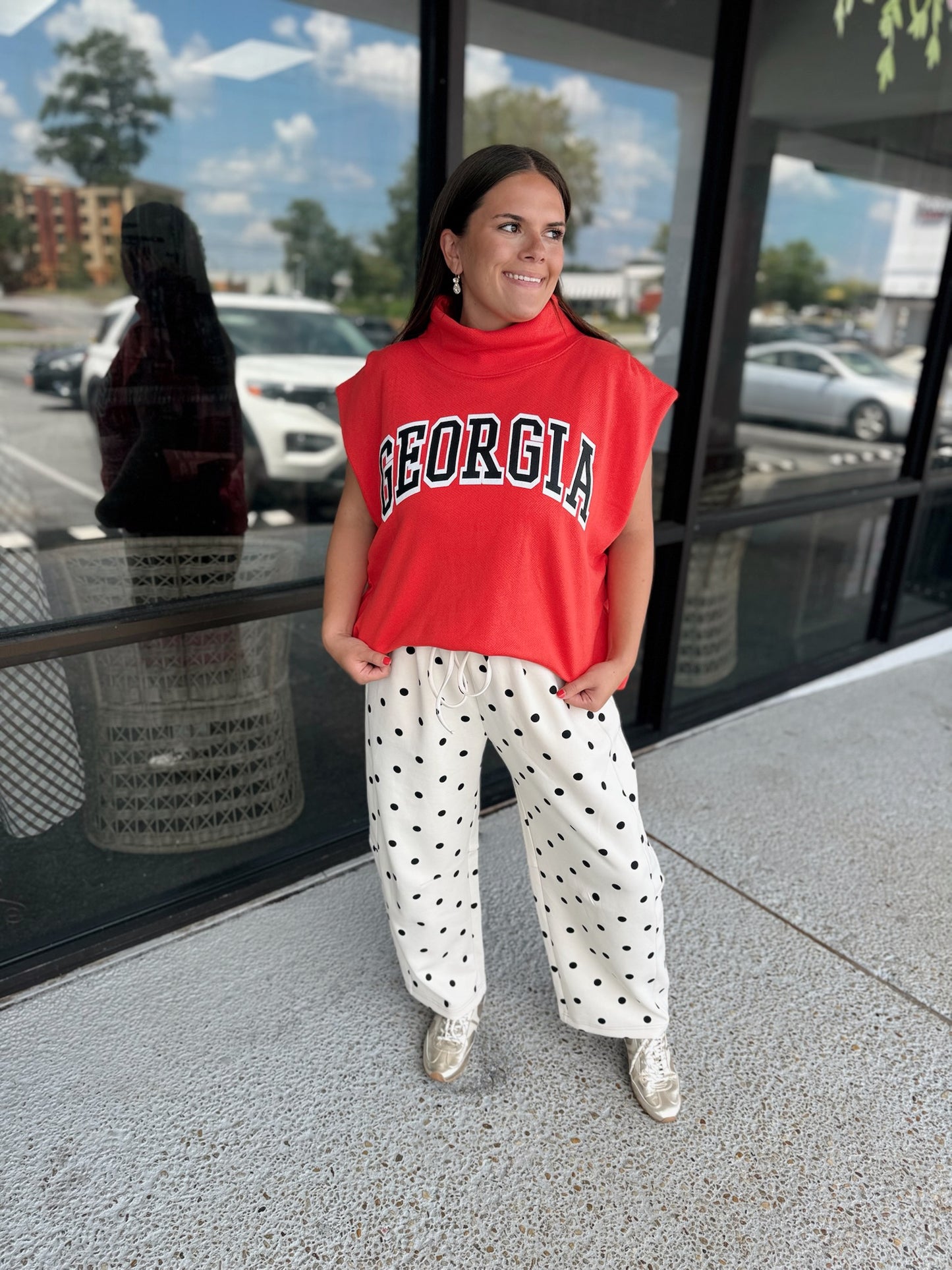 Georgia Sleeveless Mockneck - Red/black