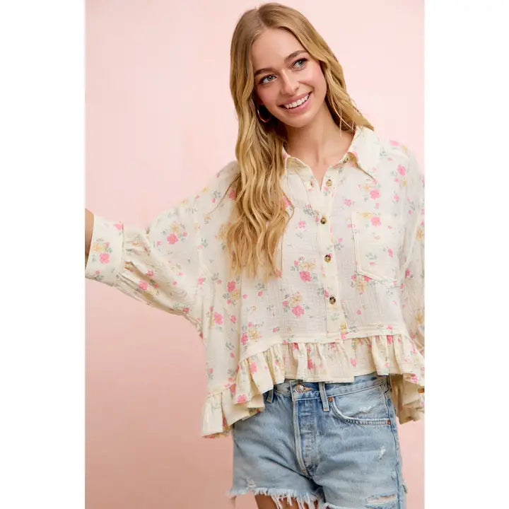 Lover Girl Top - floral pink