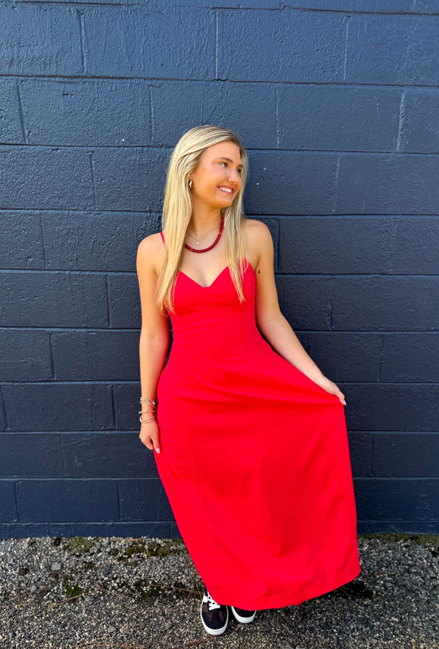 Sunday Stroll Dress- Red