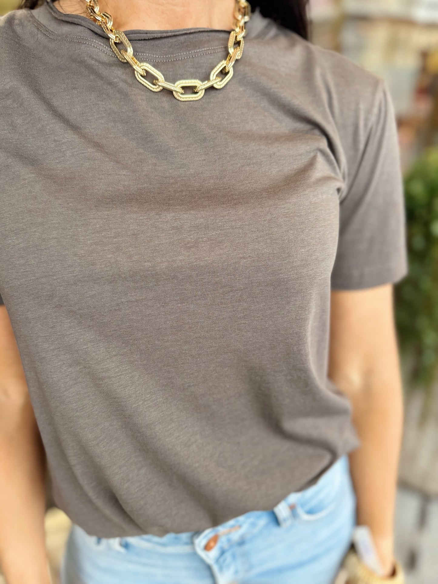 Raw Edge Babe Tee - Charcoal