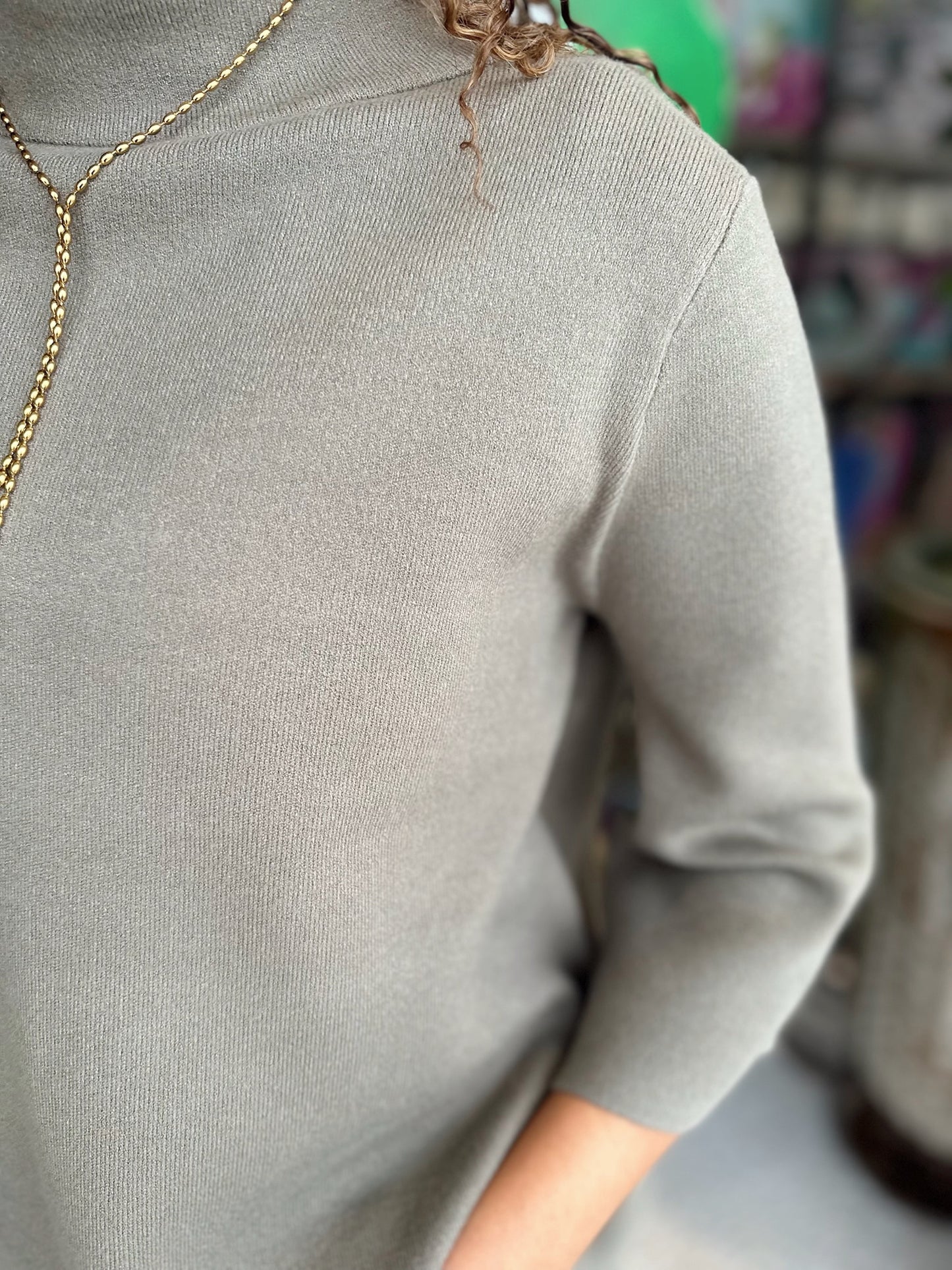 Mock Neck Bell Sleeve