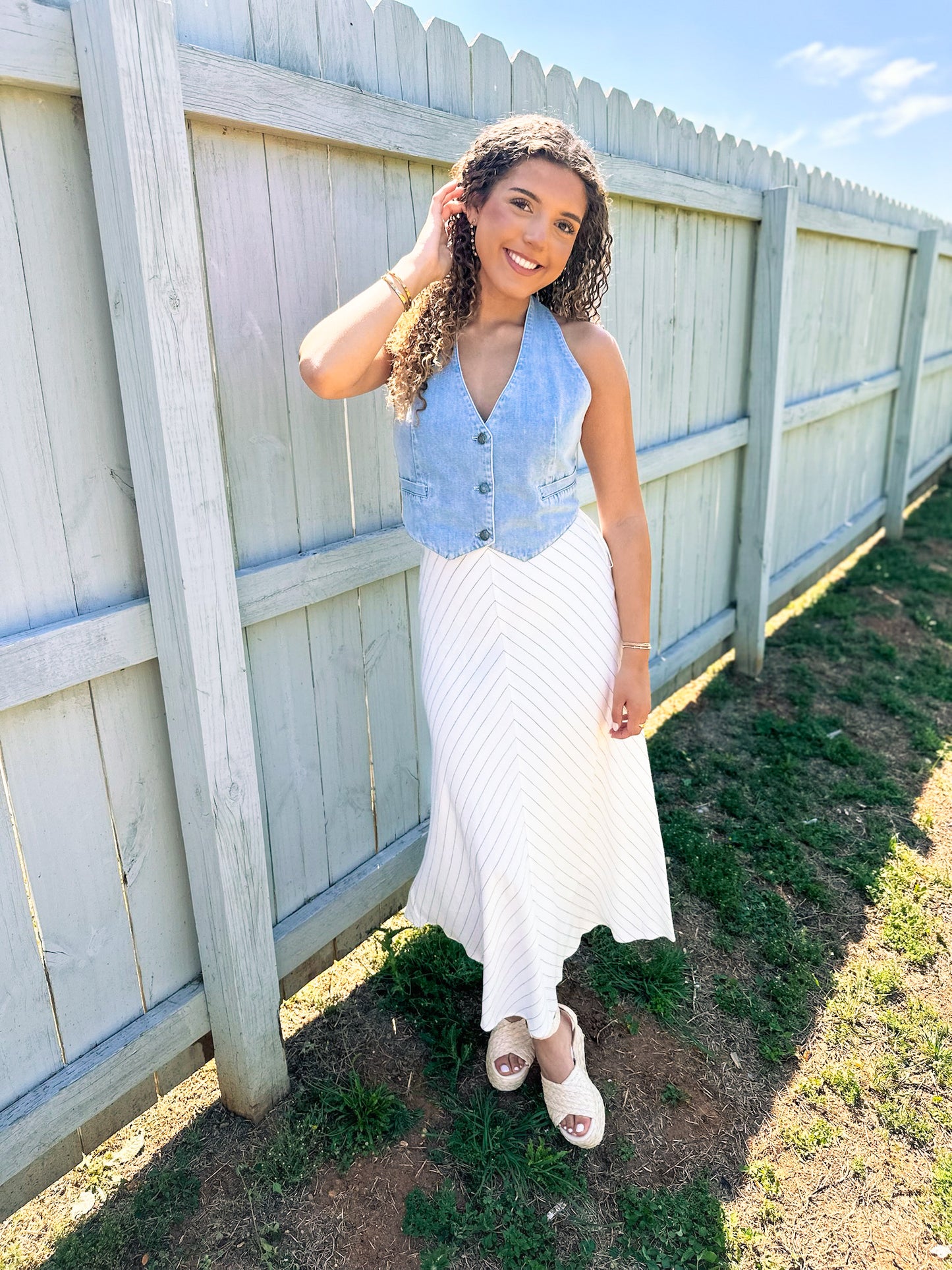 Ansley Chevron Skirt - off white