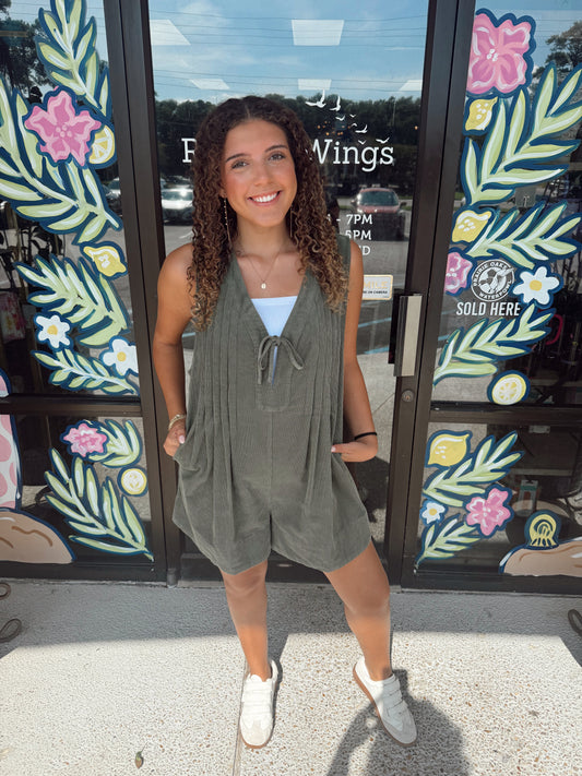 I Swear Romper-Olive