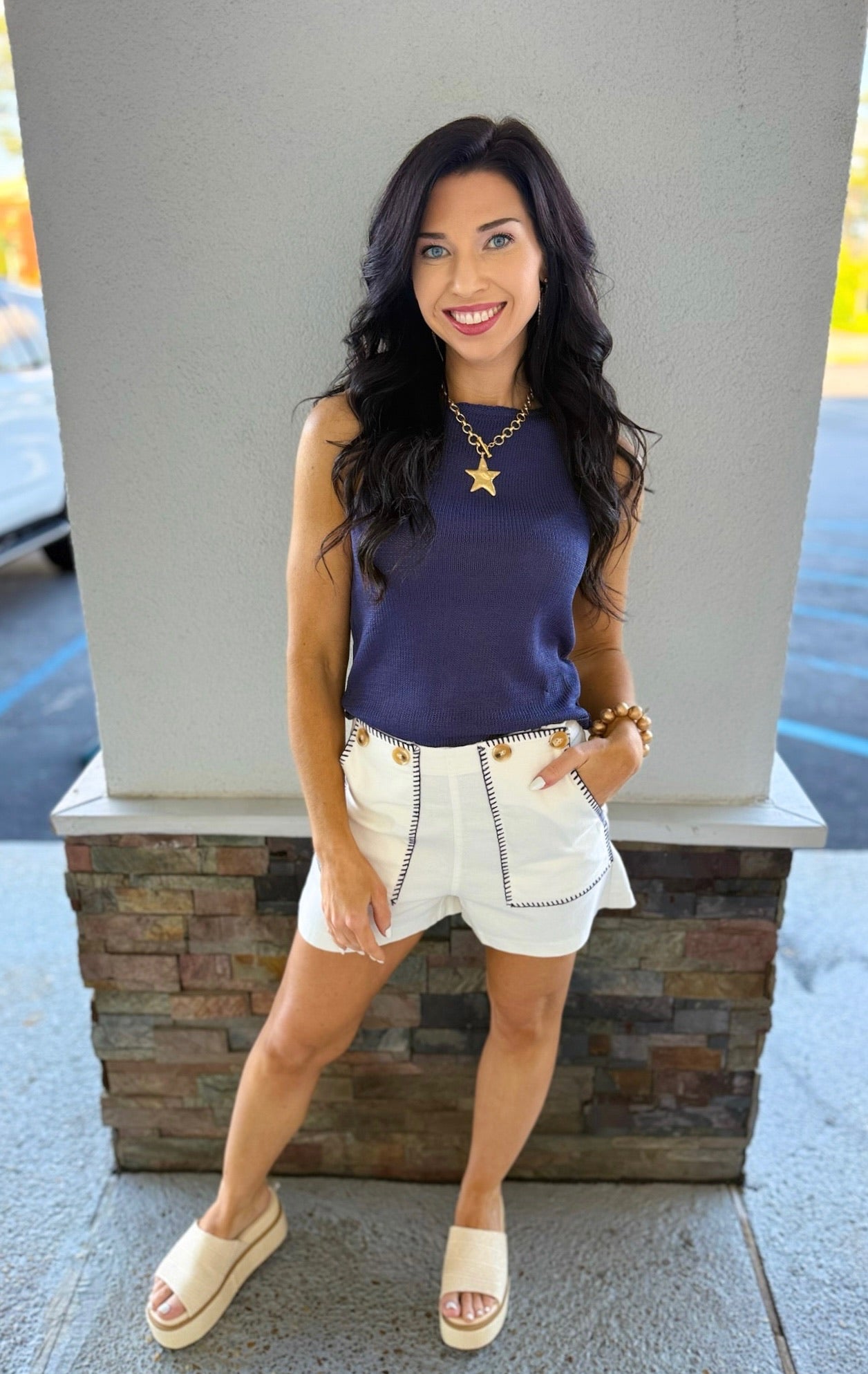 Boat Neck Cutie - Navy