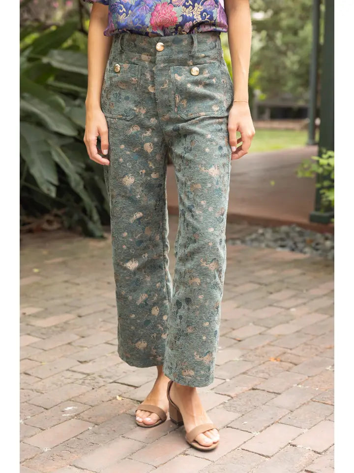 Gold Button Velvet Cutie - olive