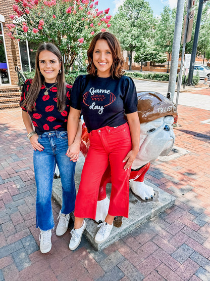 Hello Football Top - Black/Red