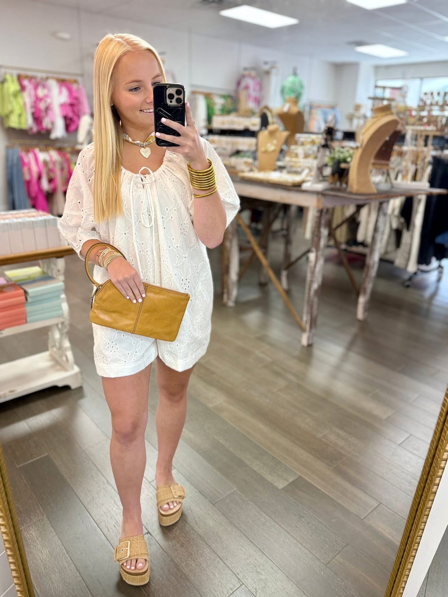 COTTON EYELET BILLOWY ROMPER