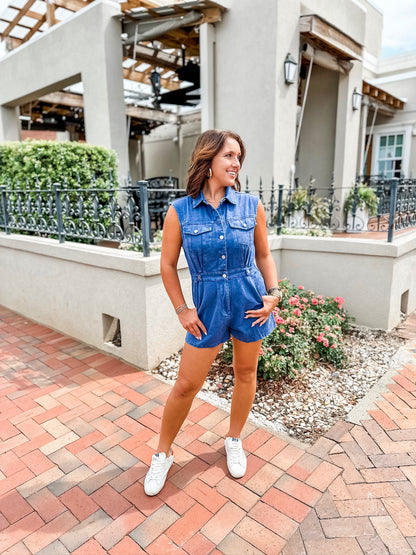 Sideline Cutie Romper - Navy