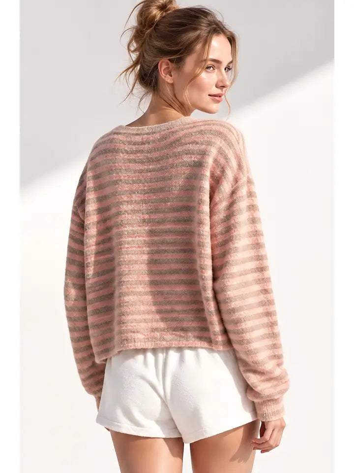 Thomas Button Up Sweater - blush