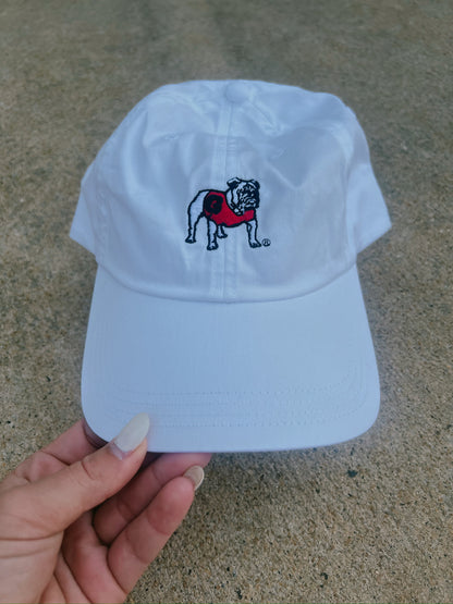 Standing Bulldog Cotton Hat-White