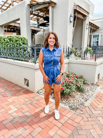 Sideline Cutie Romper - Navy