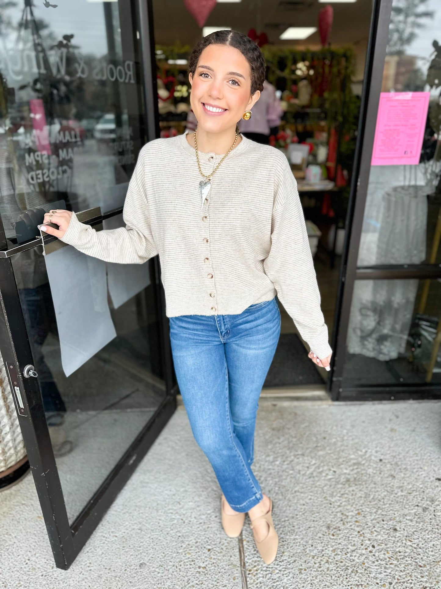 Striped Honey Sweater - Taupe