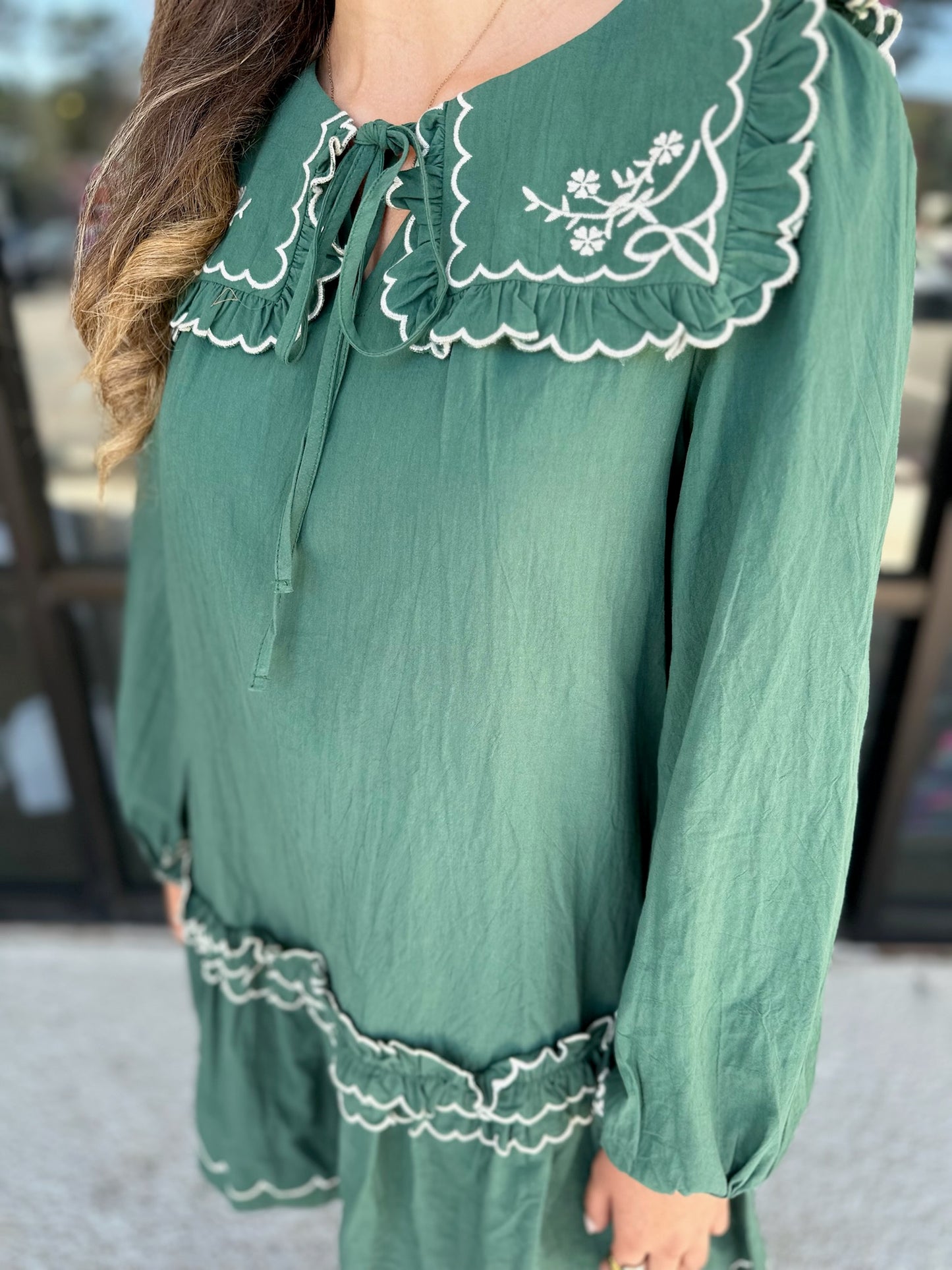 Flower Power Dress-Deep Green