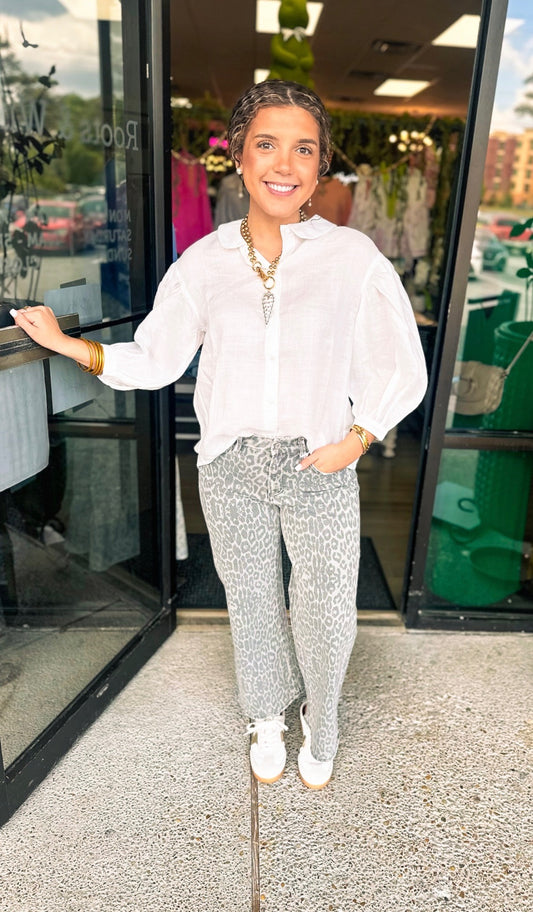 Grey Leopard Denim